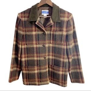 Vintage Pendleton Brown Tan Plaid Wool Jacket Shacket Academia